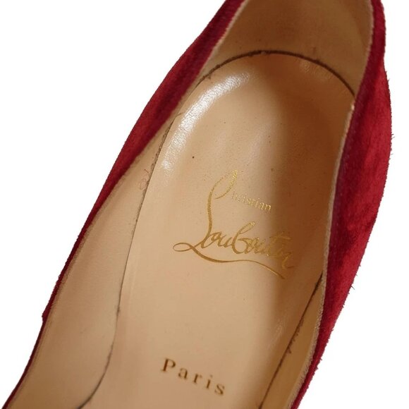 CHRISTIAN LOUBOUTIN - Red Suede Women's Pumps 162-081525 - Picture 5 of 6